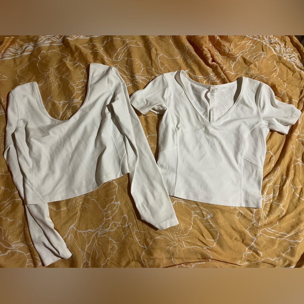Lululemon Athletica White align top bundle! 2 V-Neck Tops ♥️